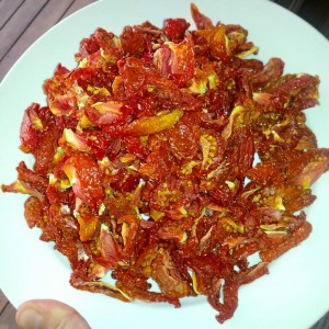 Pile of dehydrated tomatoes